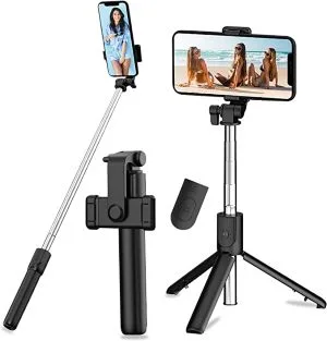 Perche à Selfie 3-en-1 avec Trépied et Télécommande Bluetooth